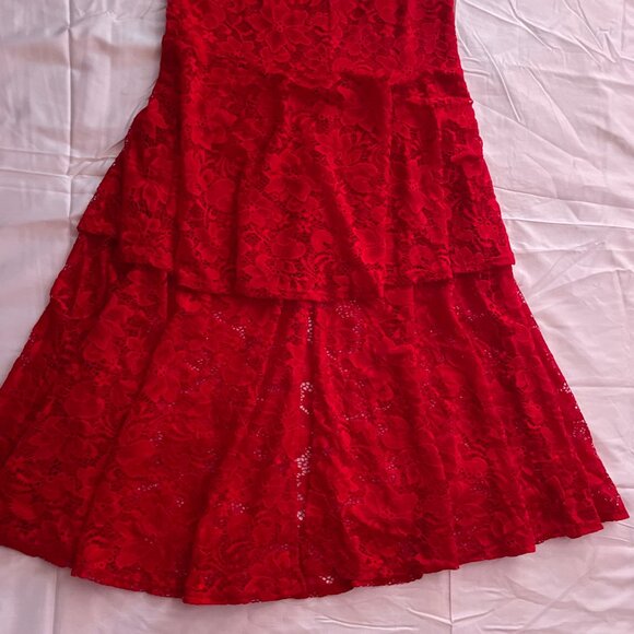 Fashion Nova Red Elegant Lace Maxi Dress - Picture 4 of 4